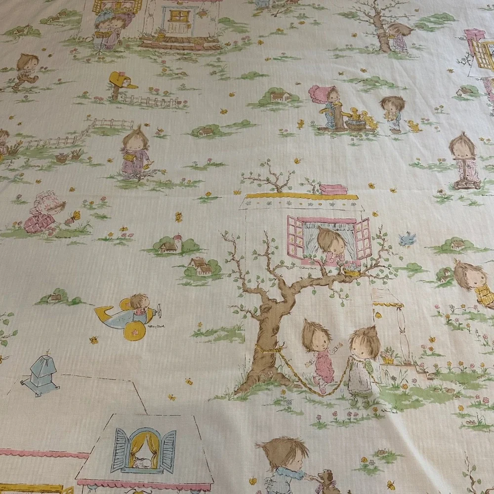 Vintage Betsey Clark‎ Flat Sheet 64x94 Children Cottagecore Quilt Craft Fabric